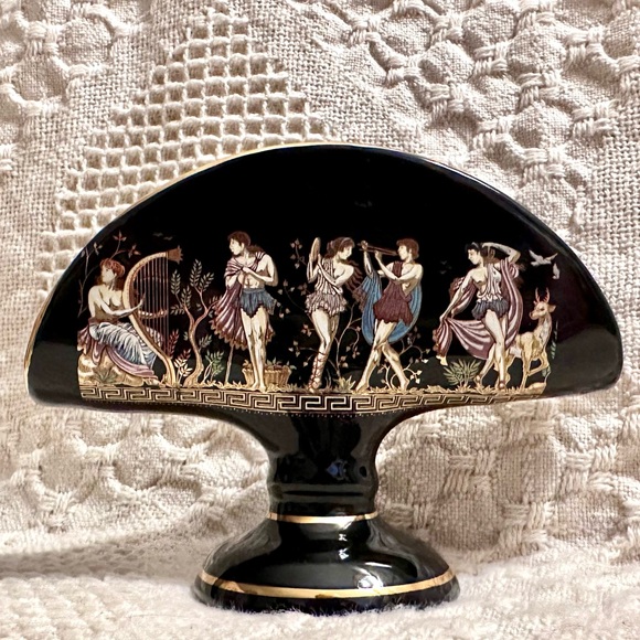 Vtg Napkin Holder Fakiolas Stamped 🤚🏽Made in GREECE Black 24K Gold Rare Find - Picture 13 of 13